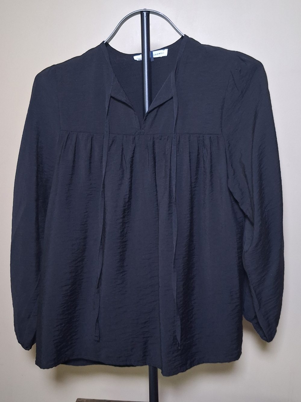 Michelle Mcdowell Women’s Black Tie-Neck Blouse Top; Sz. S